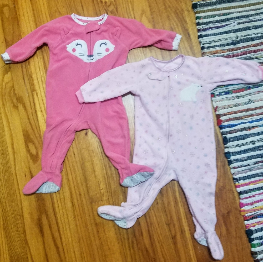 2 fleece footie pajamas